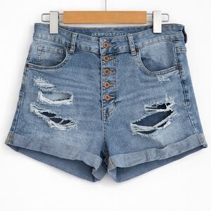 Aeropostale Women's Distressed Denim Shorts - Super High Waisted - Size 8